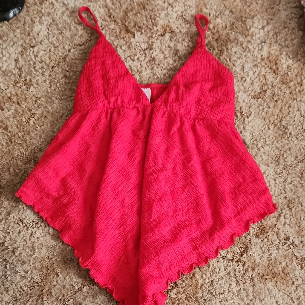 No Boundaries Pink Asymmetrical Ruffled Camisole